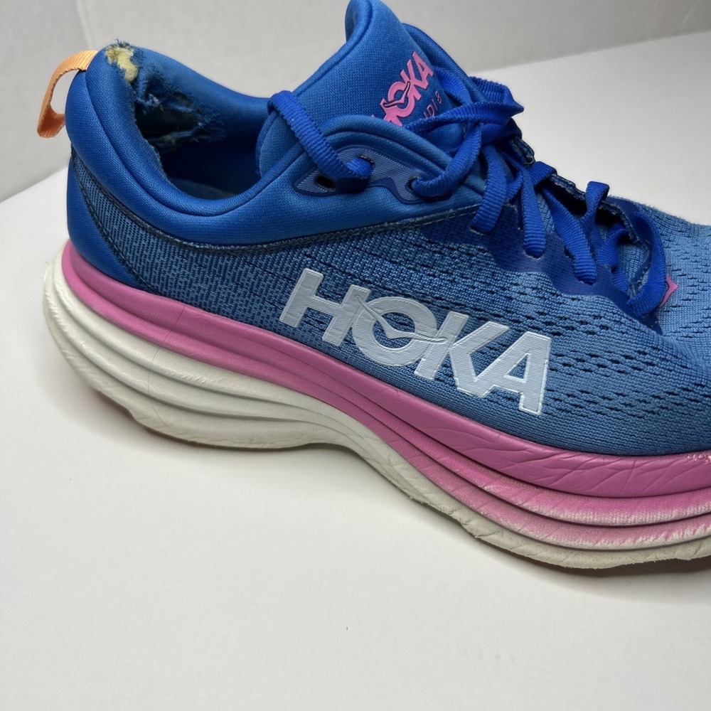 Size 9 B WOMENS Hoka Bondi 8 Coastal Sky Blue Pink - Picture 3 of 16